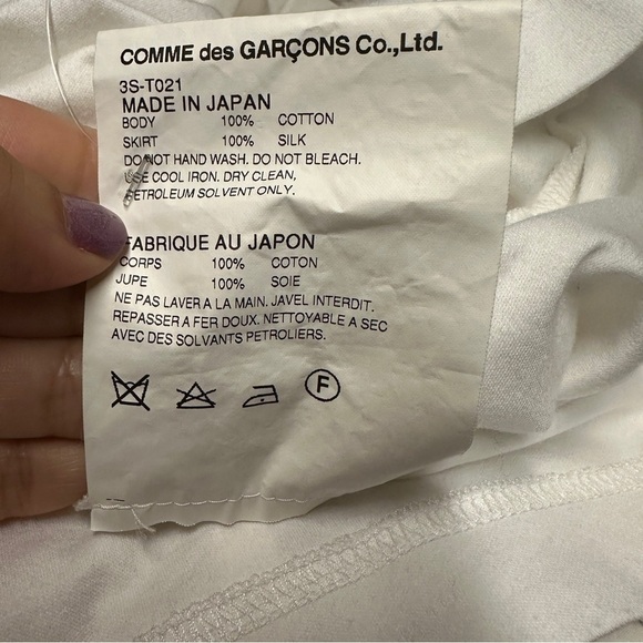 Comme Des Garçons Noir Kei Ninomiya White Cotton Silk T-Shirt Dress Size M - Picture 8 of 10
